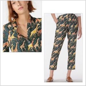 J.Crew Collection Ratti giraffe print silk co-ord set. Pant and button down top